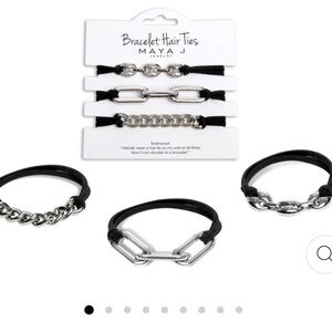 NWT Bracelet Hair Ties - White Chain Links with Black Cord Maya J Jewelry
